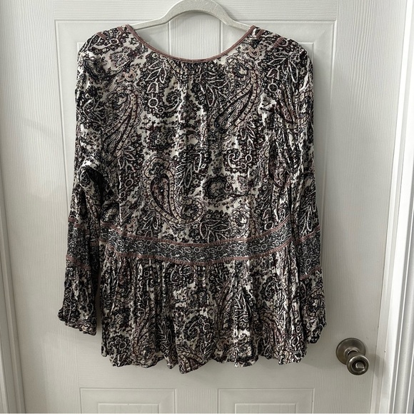American Eagle Boho Peasant Top Paisley Romantic Velvet Whimsigoth Blouse - Picture 5 of 7